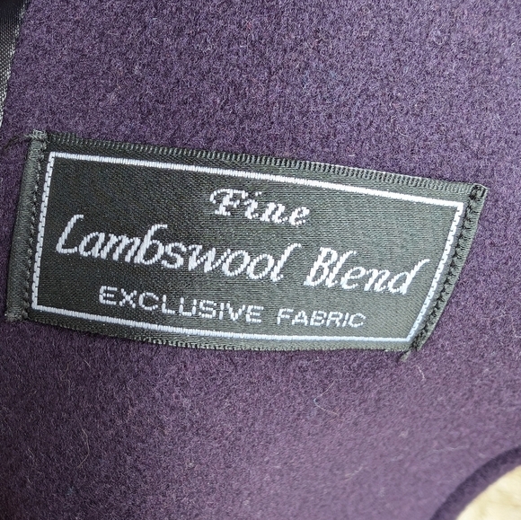 Trina Turk Dark Purple Lambswool Pea Coat Winter Jacket Women's Size 12 - Picture 5 of 7